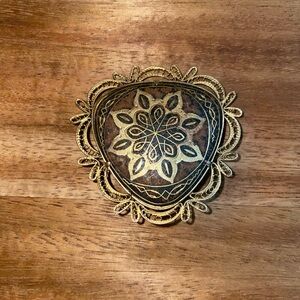 Intricate Gold and Brown Brooch